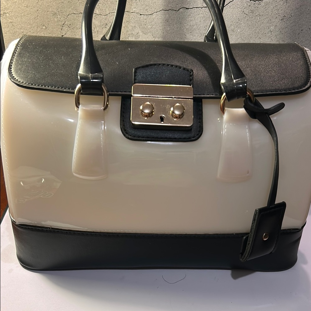 Elegant Black and white Women's Jelly Handbag